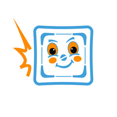 Funny socket and current on a white background