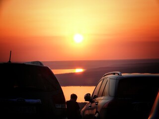 sunset on the road