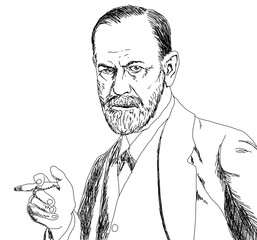 Realistic illustration of the Austrian psychoanalyst Sigmund Freud