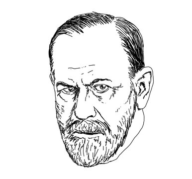 Realistic illustration of the Austrian psychoanalyst Sigmund Freud