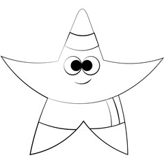 Cute cartoon sports Stars. Draw illustration in black and white