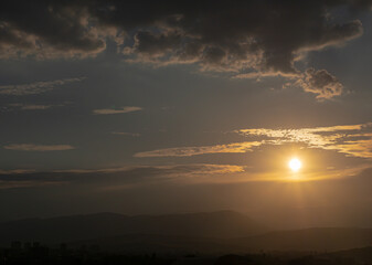 Obraz premium panorama of a fiery sunrise - sunset