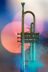 Trumpet in colorful background 