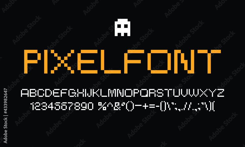 Fototapete pixel font in vector. uppercase font provided in unique style. creative font which may be possible t