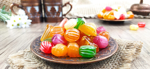 Traditional rock candy, Turkish Sweet Sugar Ramadan (Ramadan) Dishes.