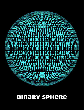 Binary sphere. Ball textured with ones and zeros