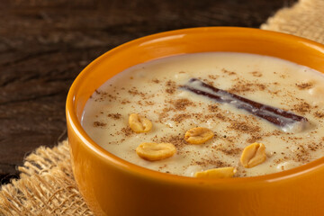 Bowl with hominy. Typical Brazilian food.