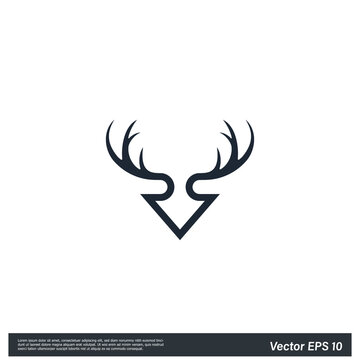 R letter deer horn logo concept