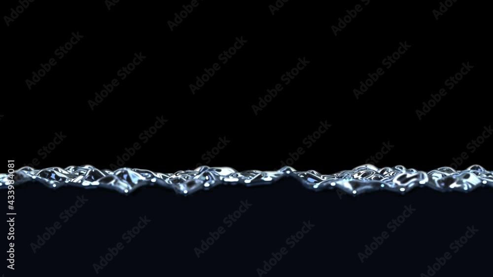 Aufkleber realistic looping slow motion 3d animation of the dark water splashing against black screen rendered