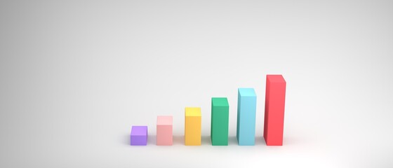 3D render illustration of bar graph