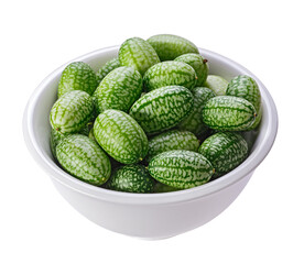 Cucamelon in white bowl isolated