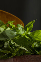 fresh basil in a bowl