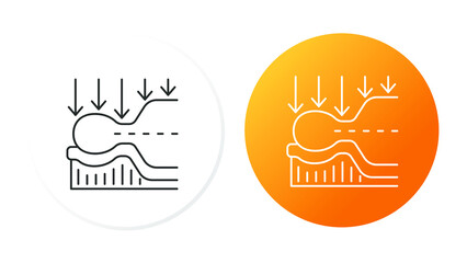 two line icons, different types of mattresses, the man on the mattress