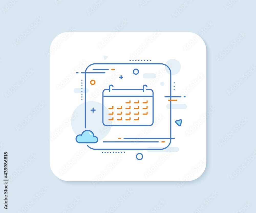 Poster calendar line icon. abstract square vector button. accounting sign. calculate finance symbol. busine