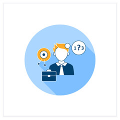 Ineffective communication flat icon. Lack of focus. Inability to concentrate. Communication barriers concept. Vector illustration