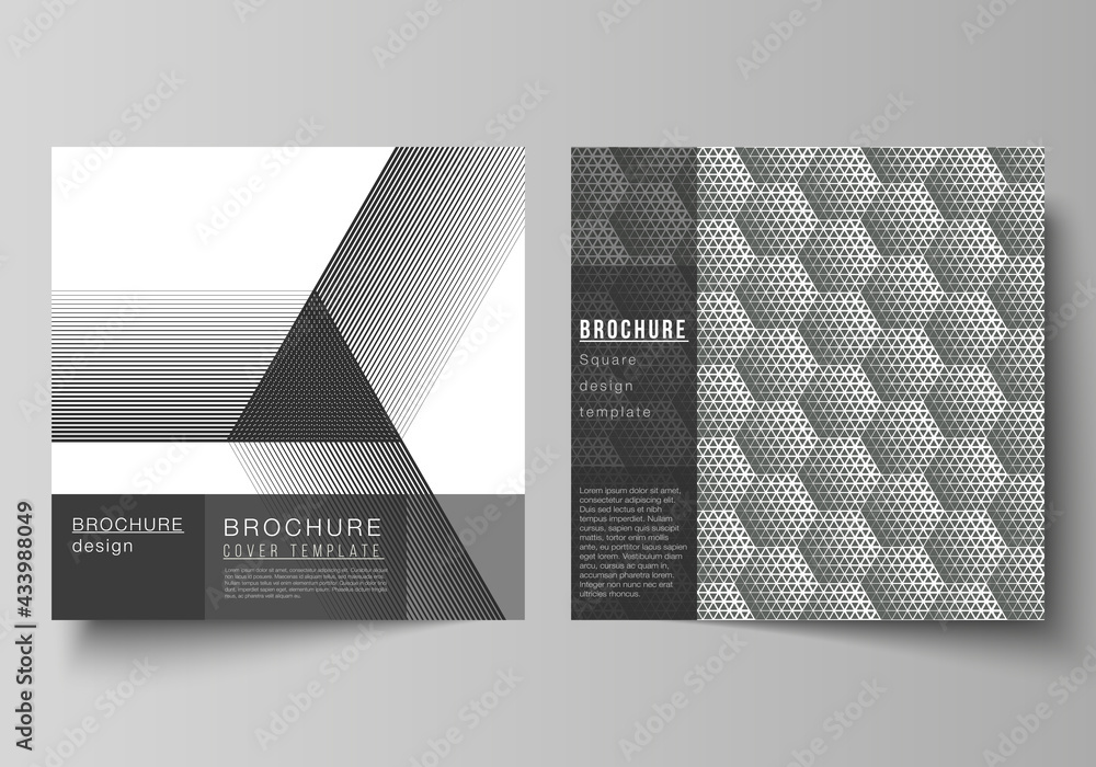 Poster minimal vector illustration of editable layout of two square format covers design templates for broc