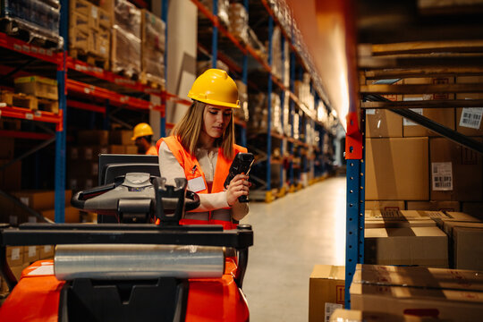 Logistics and transport worker in a warehouse