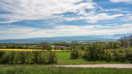 Fototapeta na wymiar vue du gros de Vaud, campagne vaudoise