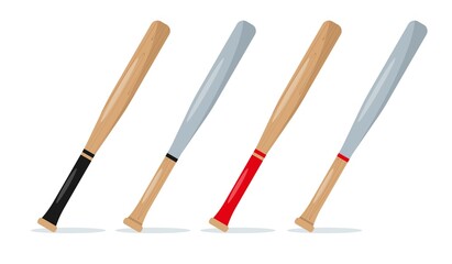 Baseball Bats set. Sport equipment Elements.