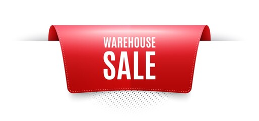 Warehouse sale. Red ribbon label tag. Special offer price sign. Advertising discounts symbol. Infographics price tag banner. Warehouse sale badge shape. Website ribbon label banner. Vector - obrazy, fototapety, plakaty