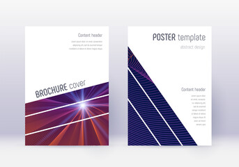 Geometric cover design template set. Violet abstra