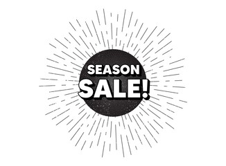 Season sale symbol. Vintage star burst banner. Special offer price sign. Advertising discounts symbol. Hipster sun with rays. Retro vintage starburst element. Sunburst rays bubble. Vector