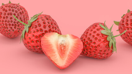 strawberry on a red background