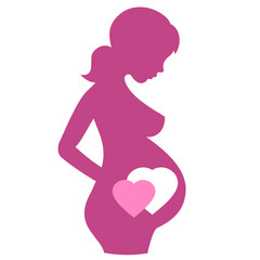 Pregnant woman silhouette, pregnancy icon