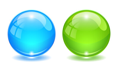 Blue and green 3d glass ball, vector illustration