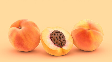 peach on a yellow background