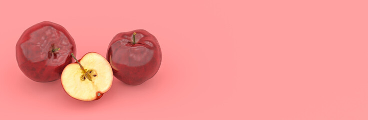 apples on a red background