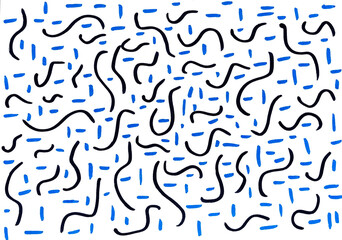 Hand drawn black and white background painted with watercolor markers	