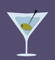 Illustration of classical coctail for postcards, invitations	
