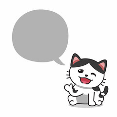 Cartoon character happy cat with speech bubble for design.