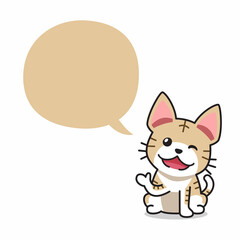 Cartoon character tabby cat with speech bubble for design.