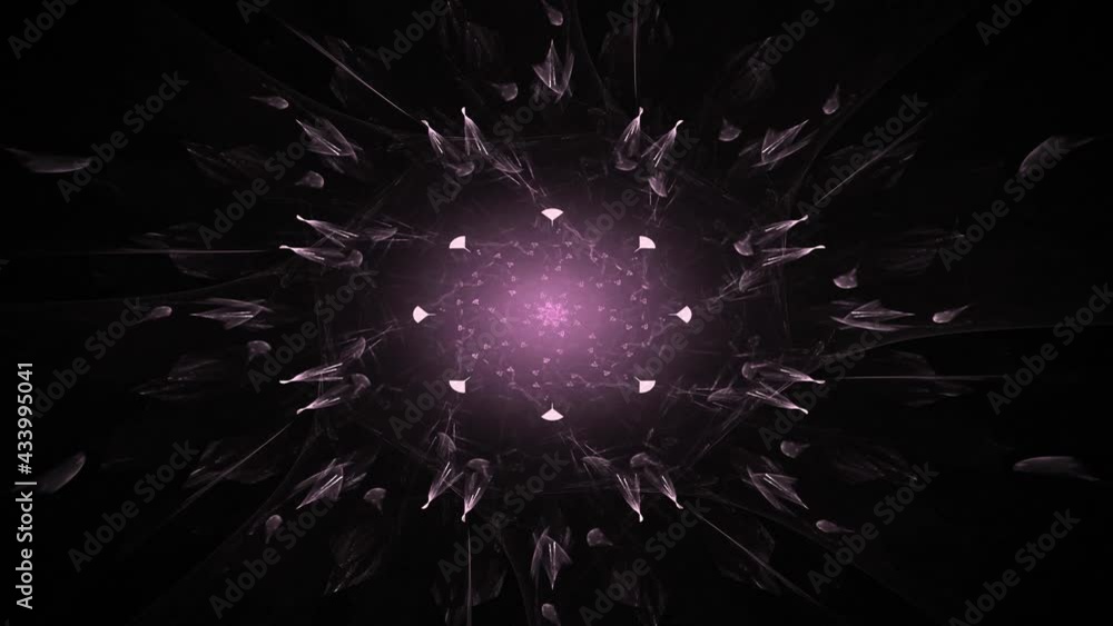 Poster abstract 4k motion background explosion with particles and sphere. atom science technology, energy c