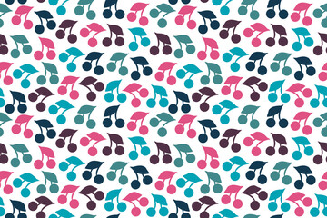 Cherries seamless pattern. Repetitive vector illustration of abstract cherries.
