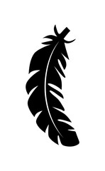 illustration of an old feather. Feather silhouette. Retro image of letter with feather icon.