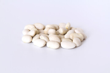 Fototapeta na wymiar White kidney beans isolated on white background with copy space for your text. 