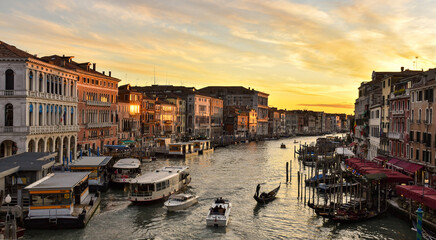 sunset view of grand canal in venice