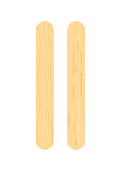 Popsicle stick for ice cream, medical tongue depressor set. Stick for medical throat examination, holding ice cream lollipop with different wooden texture. Flat cartoon vector clip art illustration.