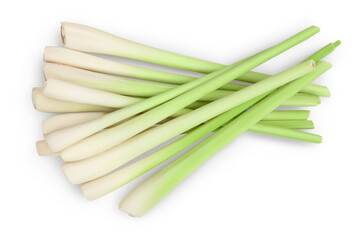 Fresh Lemongrass isolated on white background with clipping path and full depth of field, Top view. Flat lay