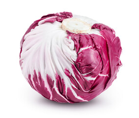 Fototapeta premium Fresh red radicchio salad isolated on white background with clipping path and full depth of field