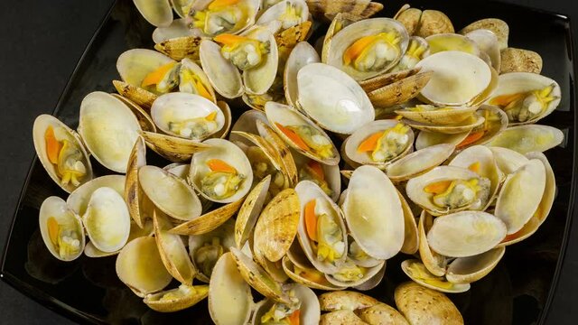 Boiled shells close up rotation 4K
