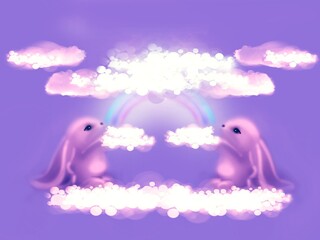 Rabbits  and rainbow 