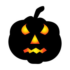 Halloween pumpkin icon. Autumn symbol. Halloween scary pumpkin with a smile, burning eyes.