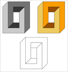 Optical illusions impossible shapes, 3D rectangle