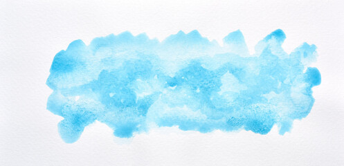 a photo image of abstract blue sky watercolor on paper, hand paint of blue sky watercolor for background, wet technique on paper