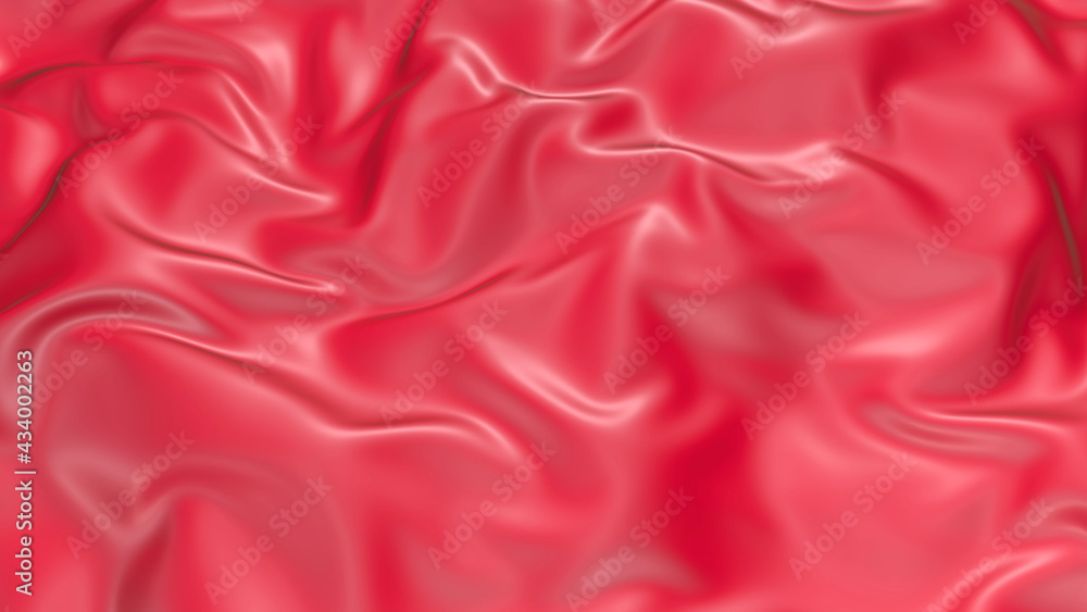 Poster 3d render beautiful folds of light shine red silk in full screen, beautiful clean fabric background.