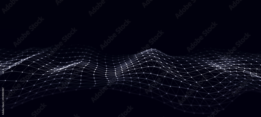 Poster Information Technology. Digital background. 3D visualization of big data. 3d rendering.